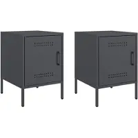 vidaXL Nachtkastjes 2 st 36x39x50,5 cm staal antracietkleurig