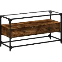 vidaXL Tv-meubel met glazen blad 98x35x51 cm hout gerookt eikenkleurig