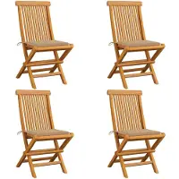 vidaXL Tuinstoelen 4 st met beige kussens massief teakhout