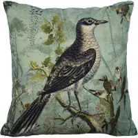 Mars & More kussen fluweel charming zanglijster 45x45cm