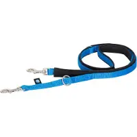 AnnyX 2 voudig verstelbare hondenlijn hondenriem middel-BOLT-zwart-blauw 175cm voor kleine honden-korte wandellijn
