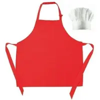 Benza Schort Keukenschort voor Kinderen - Rood - Inclucief witte koksmuts