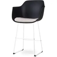 Nolon Nino-liz barkruk en beige zitkussen wit onderstel 75 cm