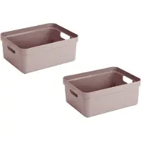 Sunware Opbergbox Sigma - 3x - kunststof - roze - 24 liter - Opbergbakken/opbergers - 45 x 35 x 18 cm