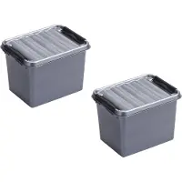 Sunware 5x stuks q-line opberg box/opbergdoos - 3 liter - 20 x 15 x 14 cm - kunststof - opslagbox - grijs