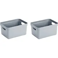 Sunware Opbergbox Sigma - Set van 8x stuks - kunststof - blauw - 13 liter - Opbergbakken/opbergers - 35 x 25 x 18 cm
