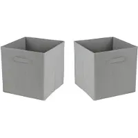 Urban Living Opbergmand/kastmand Square Box - 2x - karton/kunststof - 29 liter - grijs - 31 x 31 x 31 cm - Opbergmanden