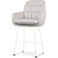 Nolon Nino-Mia Barkruk Beige - met Armleuning - Wit Onderstel - 65 cm - Kookeiland - Barkruk met Rugleuning