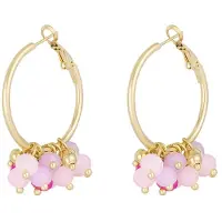 Yehwang Oorbellen Happy Beads - Roze - Stainless Steel