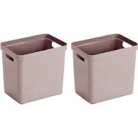 Sunware Opbergbox Sigma - 4x - kunststof - roze - 25 liter - Opbergbakken/opbergers - 35 x 25 x 36 cm