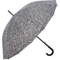 Clayre & Eef Paraplu Volwassenen 90 cm Zwart Polyester Bloemen