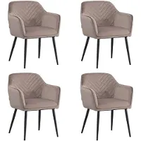 Bronx71 Velvet eetkamerstoel Fiona taupe - Eetkamerstoelen set van 4.