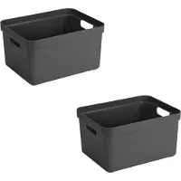 Sunware opbergbox Sigma - 5x stuks - kunststof - 32 liter - antraciet - opberg dozen/bakken - opbergers - 45 x 35 x 24 cm