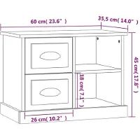 vidaXL Nachtkastje 60x35,5x45 cm hoogglans wit