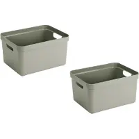 Sunware opbergbox Sigma - 2x stuks - kunststof - 32 liter - lichtgroen - opberg dozen/bakken - opbergers - 45 x 35 x 24 cm
