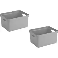 Sunware opbergbox Sigma - 3x stuks - kunststof - 32 liter - lichtgrijs - opberg dozen/bakken - opbergers - 45 x 35 x 24 cm