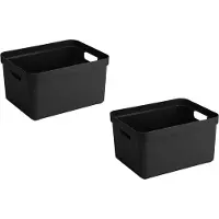 Sunware opbergbox Sigma - 10x stuks - kunststof - 32 liter - zwart - opberg dozen/bakken - opbergers - 45 x 35 x 24 cm