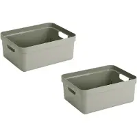 Sunware Opbergbox Sigma - 3x - kunststof - groen - 24 liter - Opbergbakken/opbergers - 45 x 35 x 18 cm