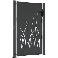 vidaXL Poort 100x125 cm met grasontwerp staal antracietkleurig