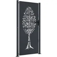 vidaXL Poort 100x200 cm met boomontwerp staal antracietkleurig