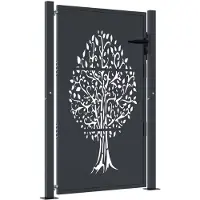 vidaXL Poort 100x150 cm met boomontwerp staal antracietkleurig