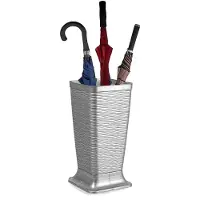 Forte Plastics Plasticforte Paraplubak/parapluhouder Waves - zilvergrijs - glad kunststof - D26 x H52 cm - hoge voet - Paraplubakken