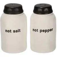 Senza JENS Living - Peper-en zoutvat - 'Not Salt/Not Pepper' - Zwart/Wit