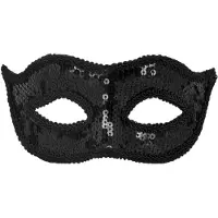 Boland Verkleed oogmasker Venitiaans - zwart met pailetten - volwassenen - gemaskerd bal - Verkleedmaskers
