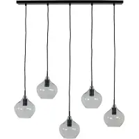 Light & Living Hanglamp 5L 104x20x120 cm RAKEL mat zwart+helder