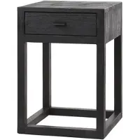 Hoyz nachtkastje 1l black square massief acacia