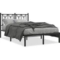 vidaXL Bedframe met hoofdbord metaal zwart 120x190 cm