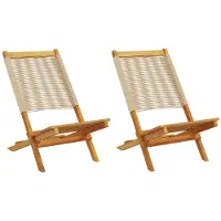 vidaXL Tuinstoelen 2 st massief acaciahout en polypropeen beige