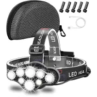 FOXLY Ultrakrachtige Militaire Hoofdlamp - USB Oplaadbaar - 18000 Lumen - 8 LED Koplampen - 8modes - Hardcase Opbergtas