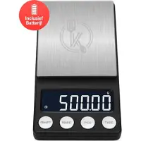 Kitchenwell digitale mini precisie keukenweegschaal - 0,01 tot 500 gram - 14.2 x 7.5 cm - pocket scale op batterij - weegschaal keuken