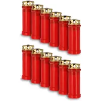 Kristen Grafkaarsen voor Buiten - Rood - Set van 12 Kaarsen - Brandt 6 Dagen (80 uur) - Herdenkingslicht