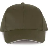 WK. Designed To Work Contrasterende sandwichpet 6 panelen Oeko-Tex WKP145 - Khaki / Light Grey - One size