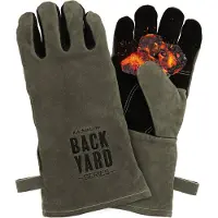 KitchenLove Backyard Series BBQ Handschoenen - Hittebestendig tot 250 ºC - BBQ Accessoires - Vuurvast Leer met Kevlar - Grijs