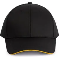 WK. Designed To Work Contrasterende sandwichpet 6 panelen Oeko-Tex WKP145 - Black / Yellow - One size