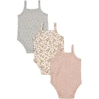Dirkje romper - roze/blauw/offwhite (set van 3) Meisjes Stretchkatoen Vierkante hals - maat 74/80