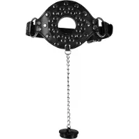 Ouch! Open Mouth Gag with Plug Stopper - Zwart