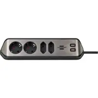 Brennenstuhl estilo 4-voudige hoekcontactdoosstrip, zwart 2x randaardecontactdozen, 2x eurocontactdozen, incl. USB-oplaadfunctie