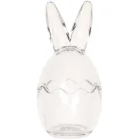 Clayre & Eef Voorraadpot Ø 10x21 cm Glas Rond Haas Voorraadbus Transparant Voorraadbus
