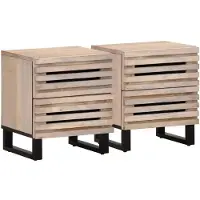 vidaXL Nachtkastjes 2 st 40x34x46 cm massief gebleekt mangohout