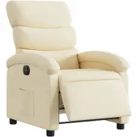 vidaXL Fauteuil verstelbaar elektrisch stof crèmekleurig