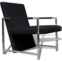 vidaXL Fauteuil met chromen poten kunstleer zwart