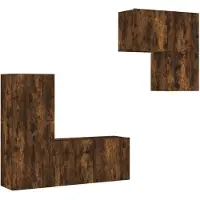 vidaXL 4-delige Tv-wandmeubelset bewerkt hout gerookt eikenkleurig