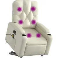 vidaXL Sta-op-massagestoel elektrisch kunstleer crèmekleurig