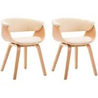 vidaXL Eetkamerstoelen 2 st gebogen hout en kunstleer crèmekleurig