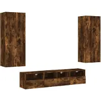 vidaXL 5-delige Tv-wandmeubelset bewerkt hout gerookt eikenkleurig