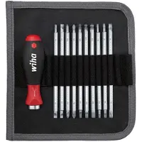 Wiha SYSTEM 6 281 - Handhalter mit Bitset - 12 Stücke Wisselklingset 11-delig Plat, Kruiskop Phillips, Kruiskop Pozidriv, Binnen-Torx, Inbus Werkplaats